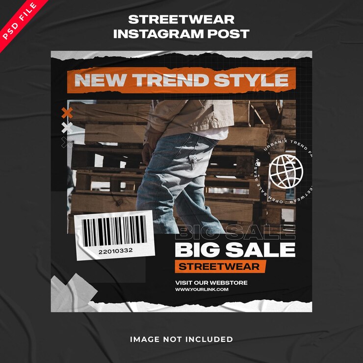 Modello di post Instagram di moda urbana Streetwear