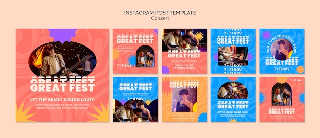Modello di post instagram festival di musica