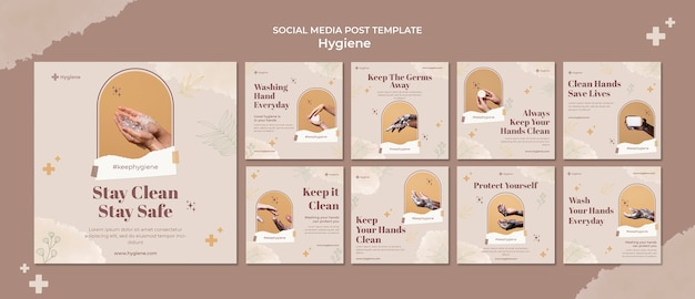 Modello di post instagram per l'igiene del design piatto