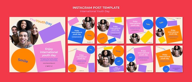 Modello di post instagram per la giornata internazionale della gioventù