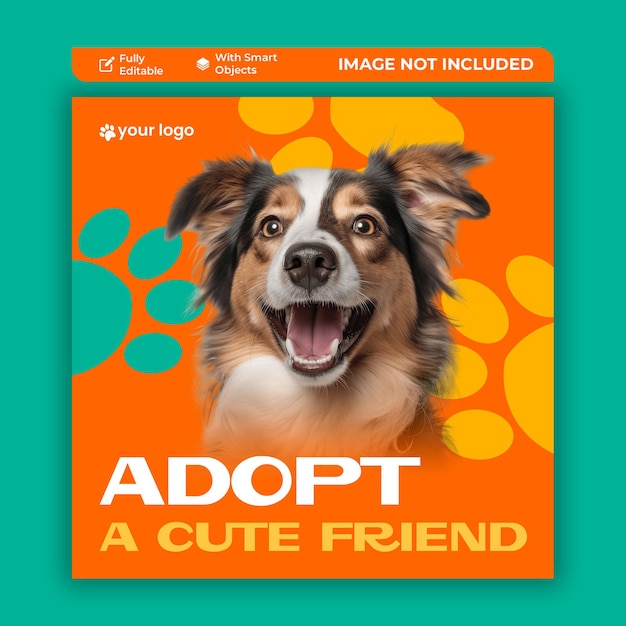 Modello di post instagram sui social media della giornata nazionale del cane