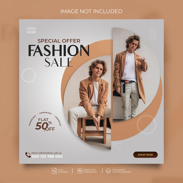 Modello di post Instagram sui social media di vendita di moda moderna
