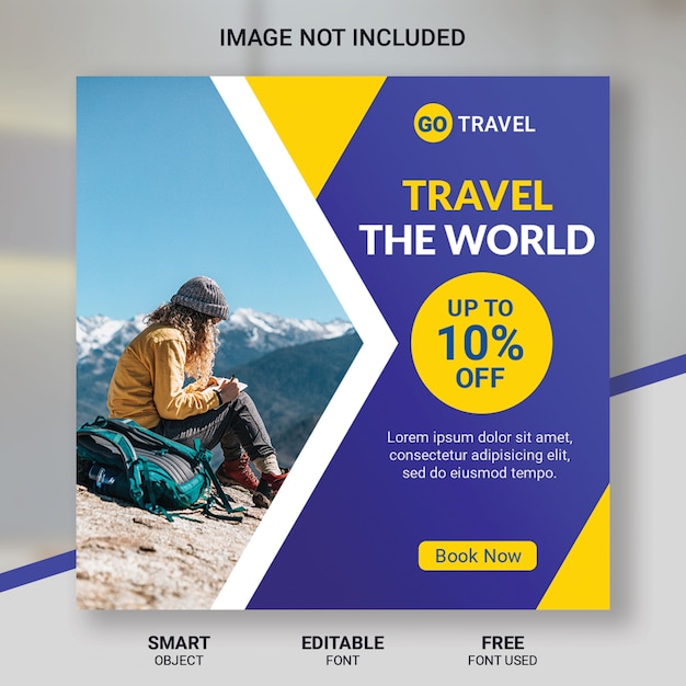 Modello di post instagram tour di viaggio