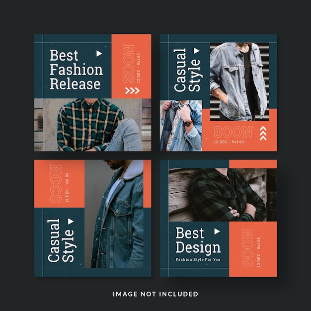 Modello di post o banner per la promozione della moda instagram