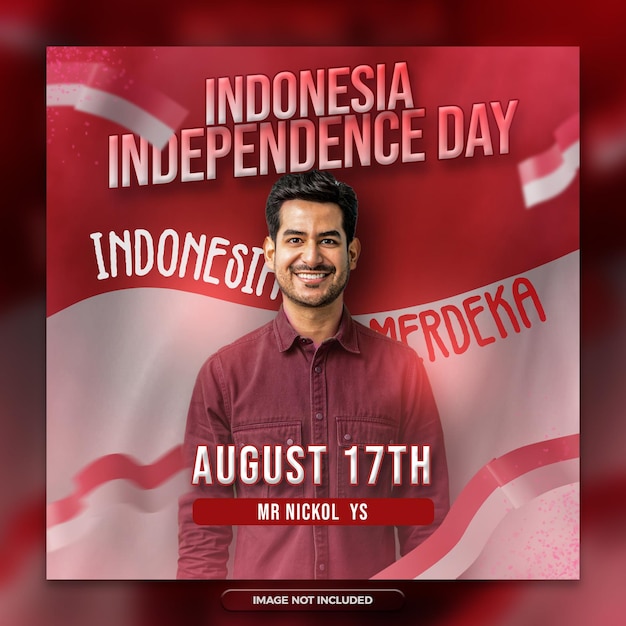 Modello di post o volantino sui social media per il giorno dell'indipendenza dell'Indonesia