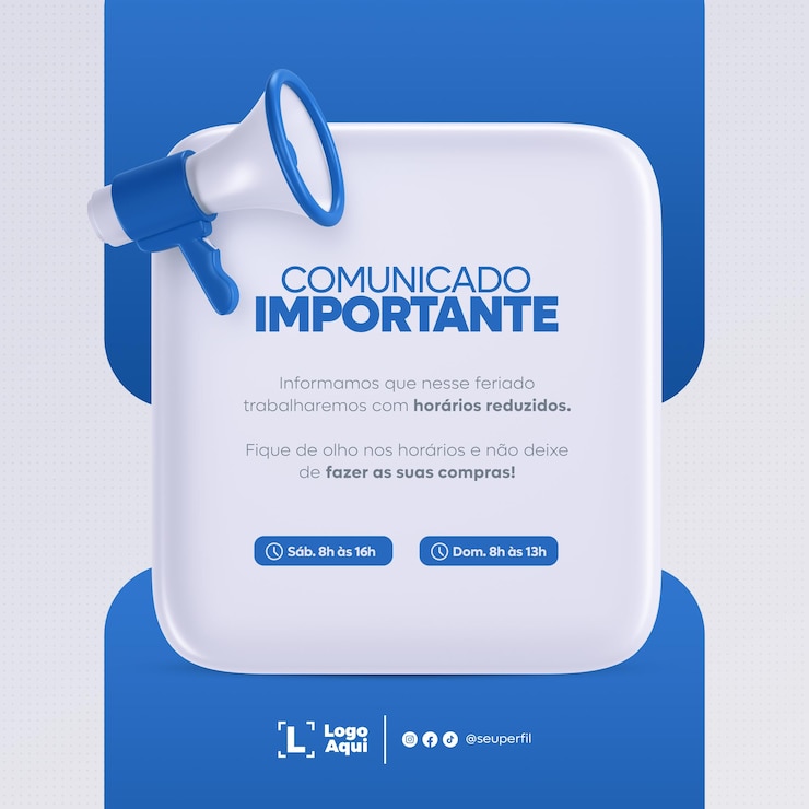 Modello di post per social media Annuncio del megafono in portoghese brasiliano