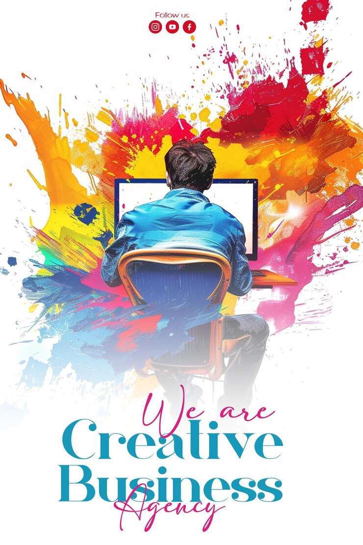PSD modello di post per social media dell'agenzia di progettazione fotografica e grafica a colori acquatici