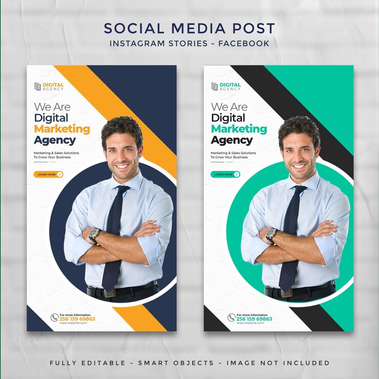 Modello di post per storie di instagram di marketing digitale e social media aziendali