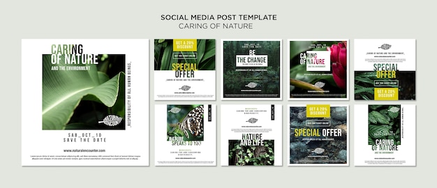 Modello di post social media concetto di natura