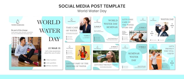 Modello di post social media concetto giornata mondiale dell'acqua