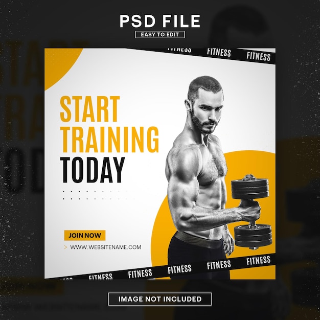 Modello di post social media palestra e fitness