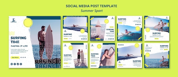 Modello di post social media sport estivi