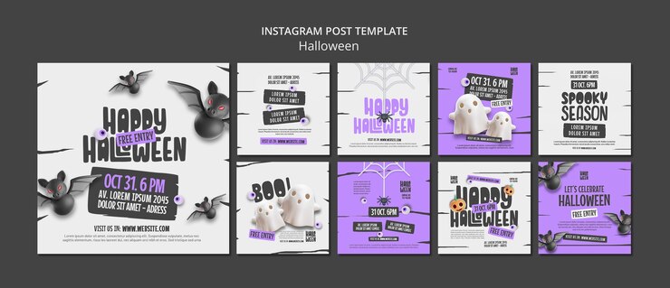 PSD modello di post su instagram per la celebrazione di halloween