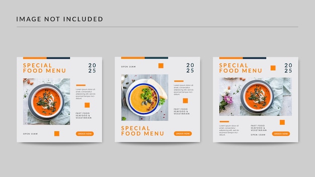 Modello di post sui social media del menu alimentare speciale
