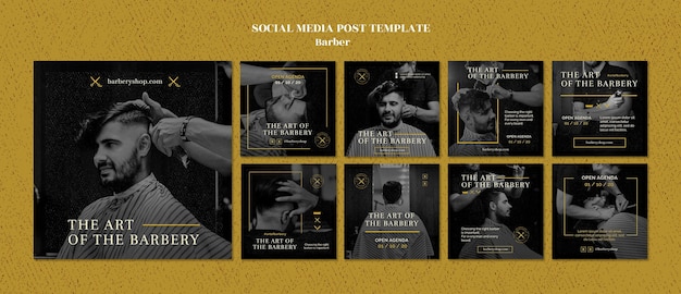 Modello di post sui social media del negozio di barbiere