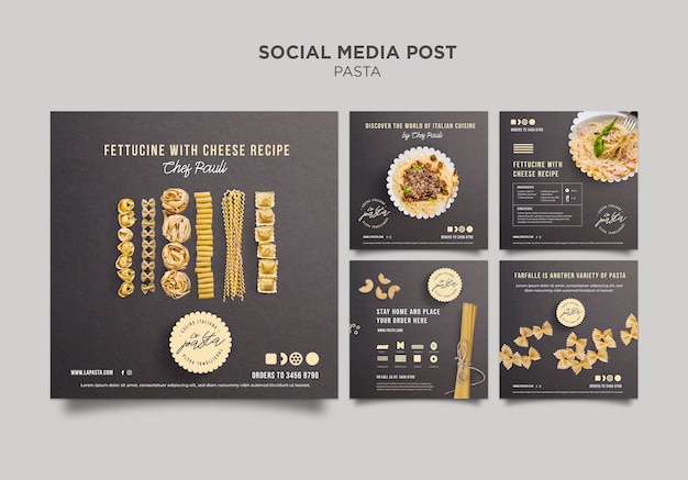 Modello di post sui social media del negozio di pasta