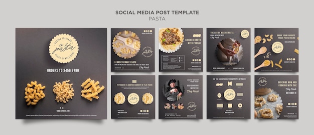 Modello di post sui social media del negozio di pasta
