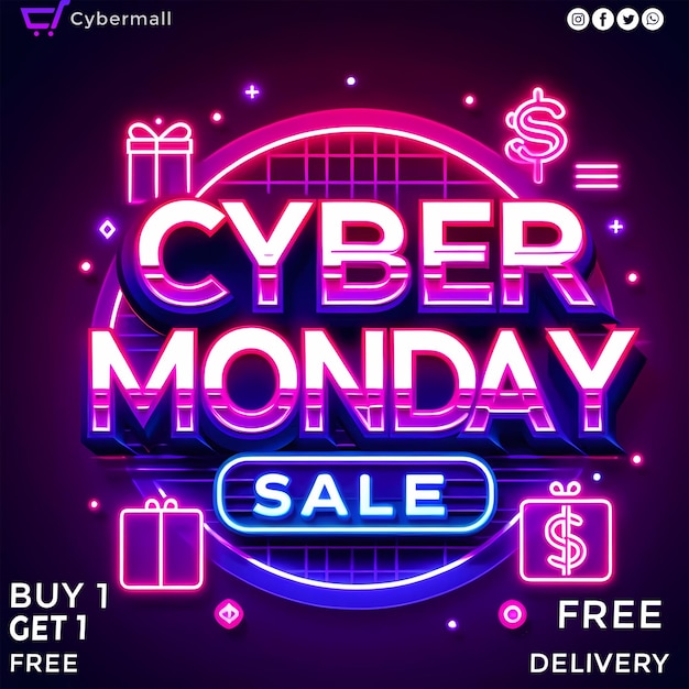 Modello di post sui social media di Cyber Monday Sale HD 5K