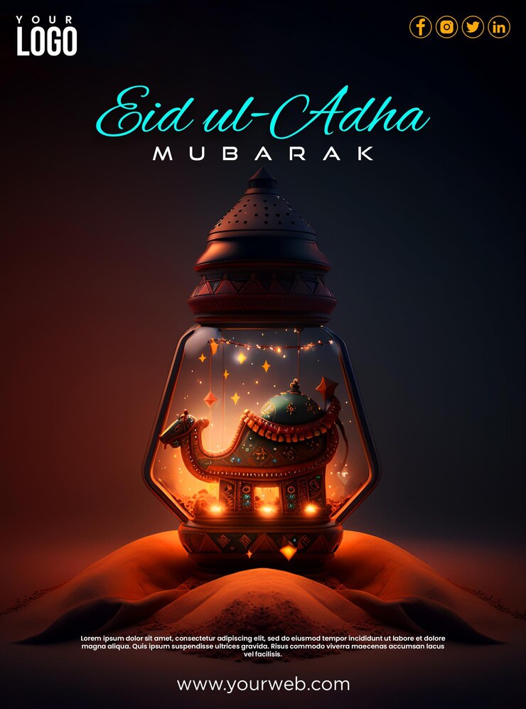 Modello di post sui social media di Eid Al Adha Mubarak