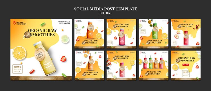 PSD modello di post sui social media di frullati biologici
