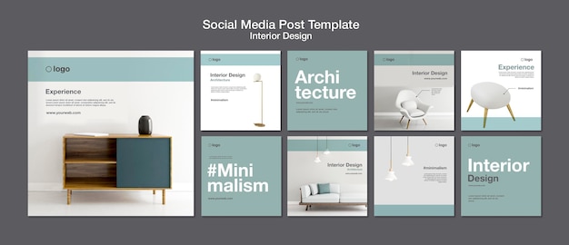 Modello di post sui social media di interior design