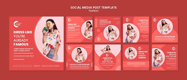 Modello di post sui social media di moda