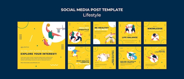 Modello di post sui social media di stile di vita