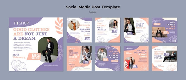 Modello di post sui social media di vendita di moda