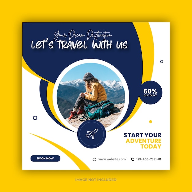 Modello di post sui social media di viaggio e tour