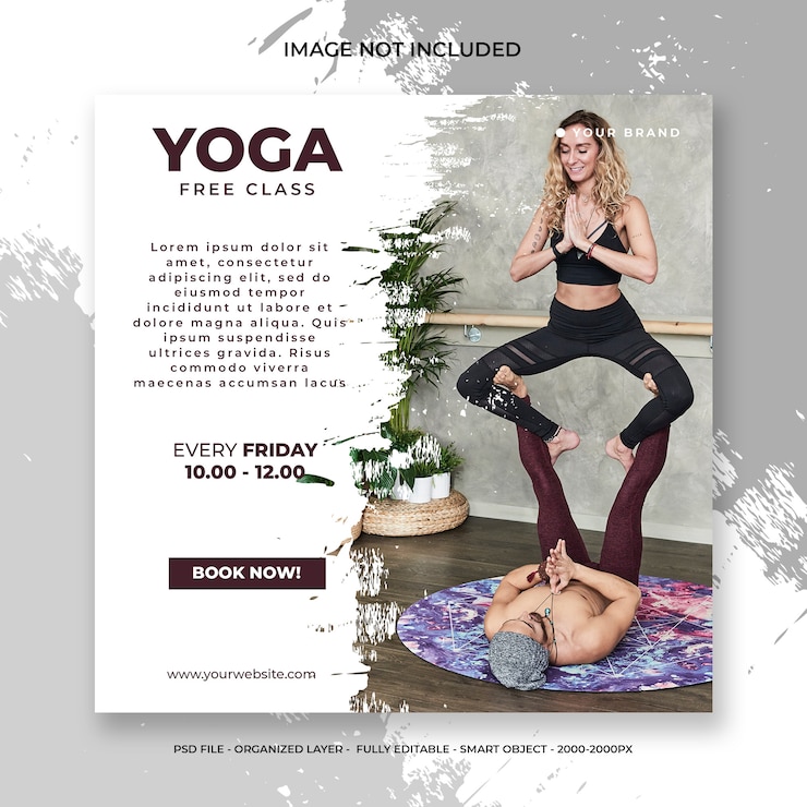 Modello di post sui social media di yoga