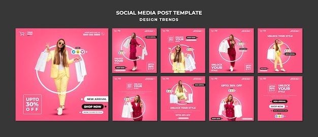 Modello di post sui social media donna dello shopping