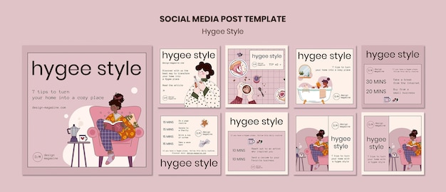 Modello di post sui social media in stile Hygge