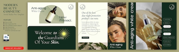 Modello di post sui social media minimalista moderno cosmetico di bellezza