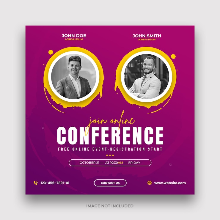 PSD modello di post sui social media per conferenze online di marketing digitale