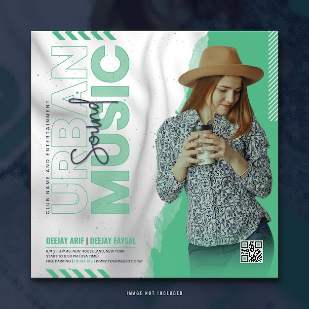 Modello di post sui social media per DJ Party o Night Party