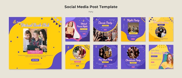 Modello di post sui social media per feste