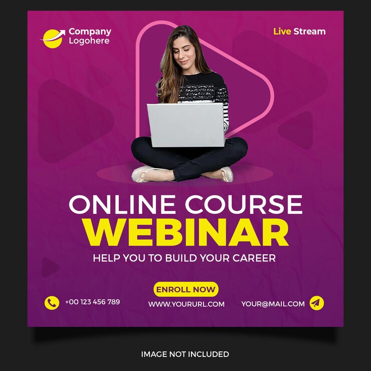 Modello di post sui social media per il webinar del corso online