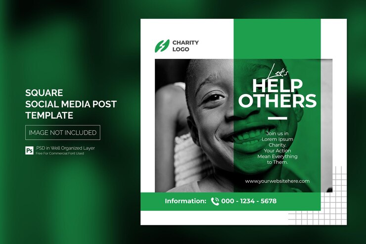 PSD modello di post sui social media per la campagna di attività di beneficenza