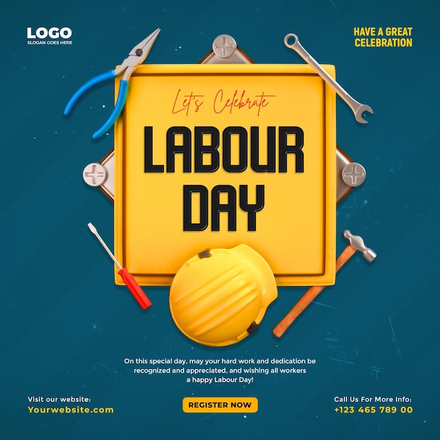 Modello di post sui social media per la celebrazione della festa del lavoro internazionale
