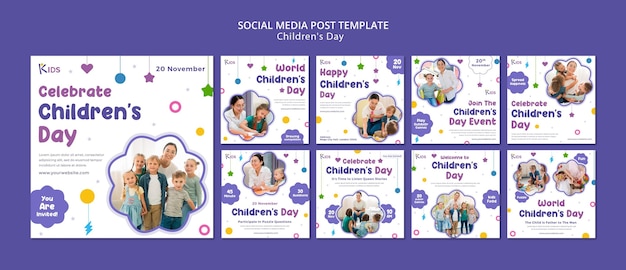 Modello di post sui social media per la giornata dei bambini