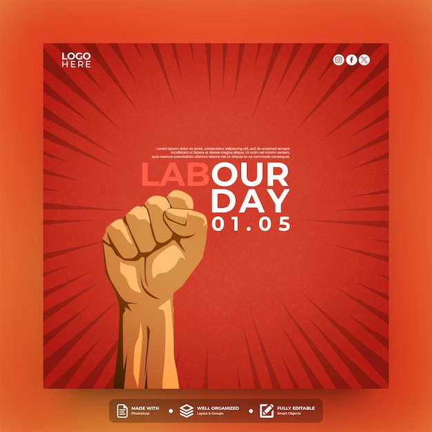 modello di post sui social media per la giornata del lavoro