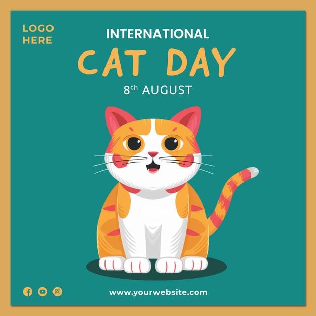 Modello di post sui social media per la Giornata Internazionale del Gatto