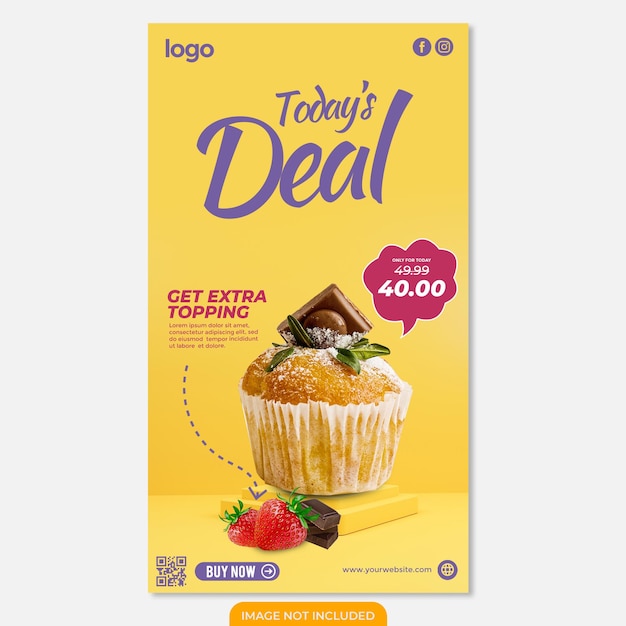 Modello di post sui social media per torte per ristorante promozionale