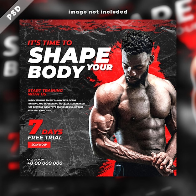 Modello di posta banner per social media volantino allenamento palestra fitness