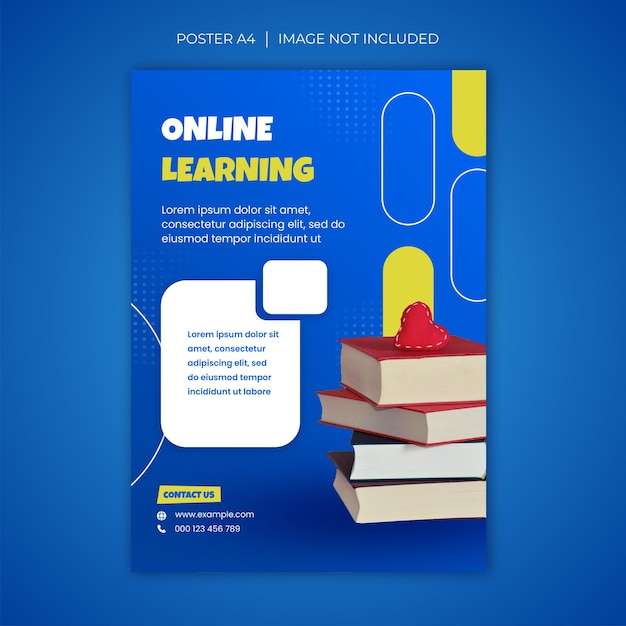 Modello di poster A4 per l'apprendimento e il corso online gradienti e moderni 2