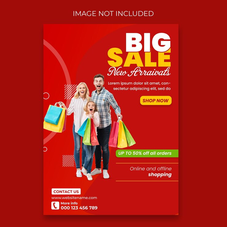 Modello di poster A4 per lo shopping