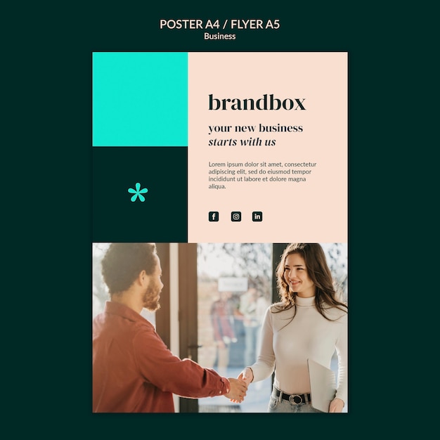 Modello di poster aziendale design piatto