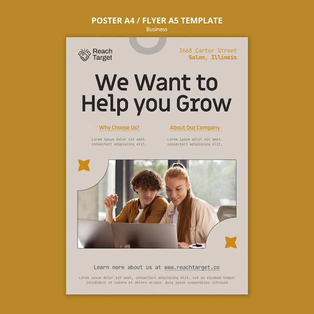 Modello di poster aziendale design piatto