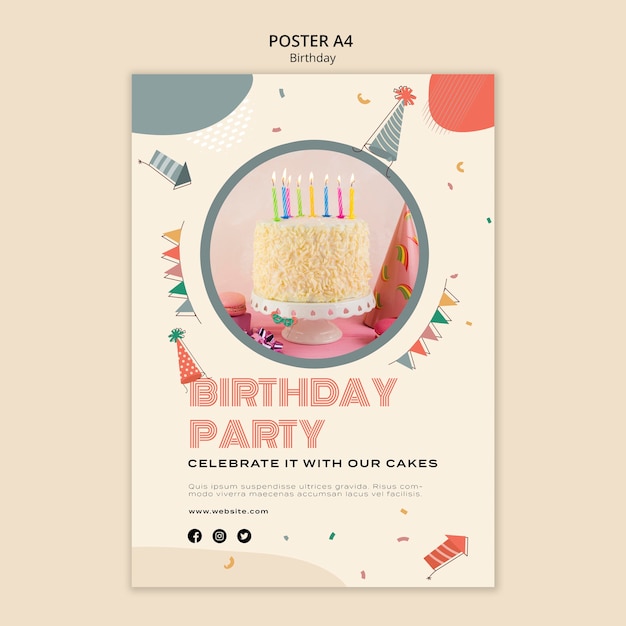 Modello di poster celebrazione di compleanno a4