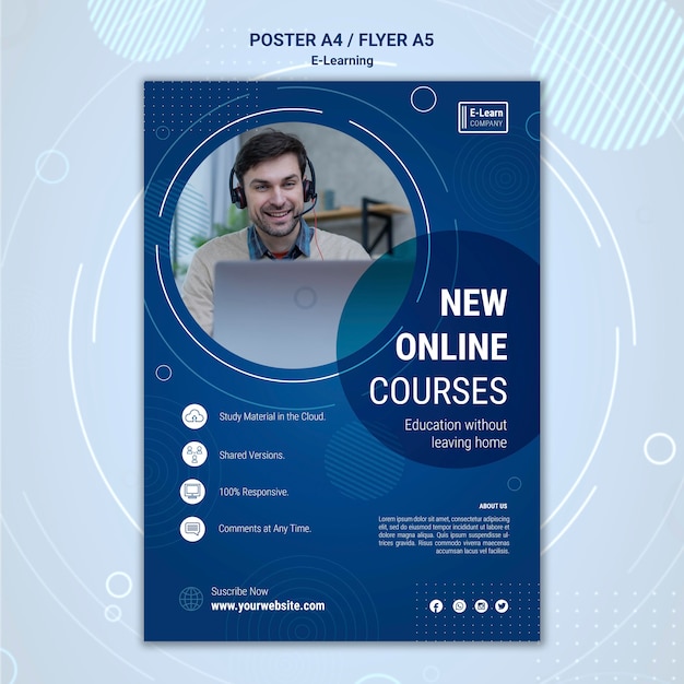 Modello di poster del concetto di e-learning